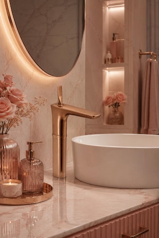 Fontana Fk-5123 Mat Rose Yüksek Lavabo Bataryası Modern Şık Tasarım Rose Lavabo Bataryası