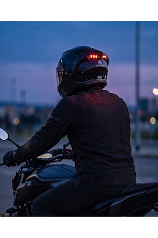 Caspiano Homer Full-face Led Işıklı Glossy Black Motosiklet Kaskı Ece-r 22.06 Sertifikalı Siyah