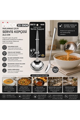 Krom Metal Servis Kepçe 24.5 Cm