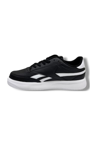 Best Of 2014-26 Cilt Deri Anatomik Bağcıklı Erkek Sneaker Siyah Beyaz Siyah