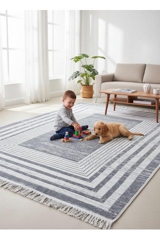 Kilim Çift Taraflı Bohem Seri Dokuma Kilim Gri-beyaz 80 300 Cm Çok Renkli