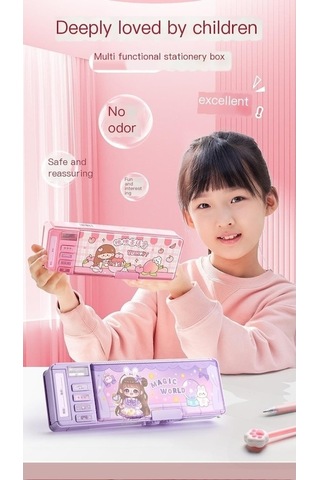 Maoyaya Çok Fonksiyonlu Şifreli Kilitli Kalem Kutusu Kırtasiye Kutusu Mavi