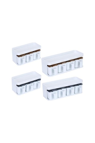 Createtech Mavi Kaşıklı Çeşni Kabı - Pratik 3/4 Izgaralı Tuz-şeker-biber Saklama Kutusu - Mutfak Aksesuarı Mavi