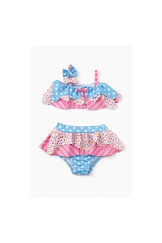 Beniizle Desenli Kız Çocuk Bikini Takımı Şekerpembe