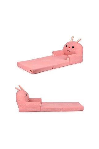 Portatif Katlanabilir Sevimli Çocuk Koltuğu - 3 Katlı Çocuk Yatak Koltuk - Taşınabilir Bebek Koltuğu Pembe Kırmızı