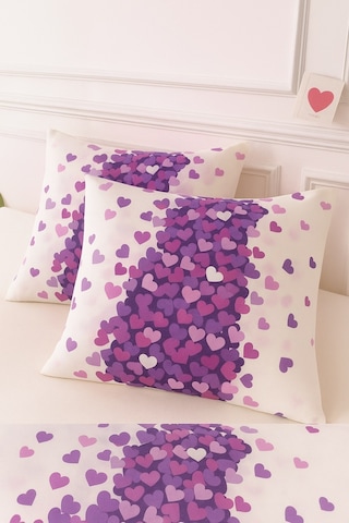 Lionas Desenli Pamuklu Kalpli Desen Yastık Kılıfı 2 Adet 50 X 70 Cm Mor
