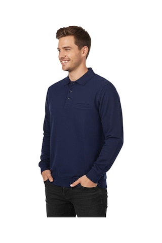 Baglan Erkek Büyük Beden Polo Yaka Cepli Selanik Sweatshirt Bgl-st04978 Lacivert
