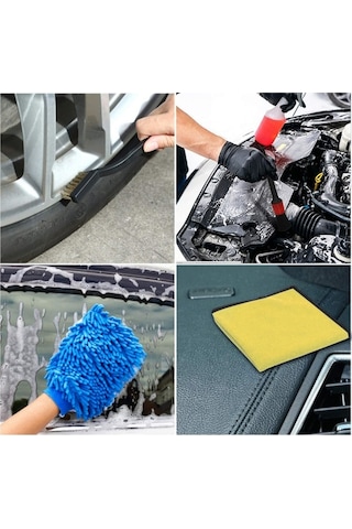 Prestigegoods 13 Parçalı Araç Ve Ev Temizlik Seti - Jant, Detay Fırçaları, Mikrofiber Bez