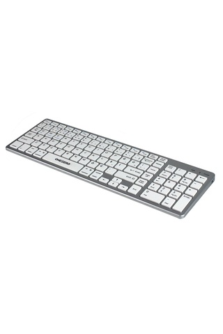 K835 Çift Modlu Kablosuz Klavye 2.4 Ghz + Bluetooth 3.0/5.0, Şarj Edilebilir, Çoklu Cihaz Desteği Gümüş Optik