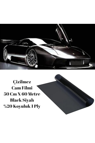 Guard Çizilmez Cam Filmi 50 Cm X 60 Metre Black Siyah %20 Koyuluk 1 Ply