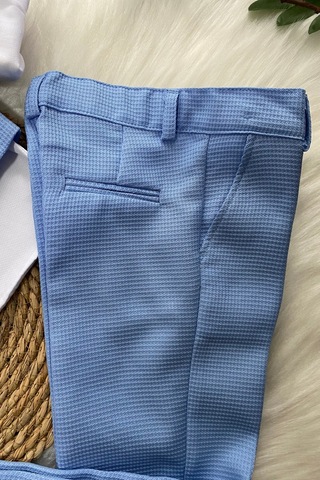 Matrix Yelekli Zincirli Erkek Çocuk Takım Elbise Bebe Mavi Bebek Mavisi