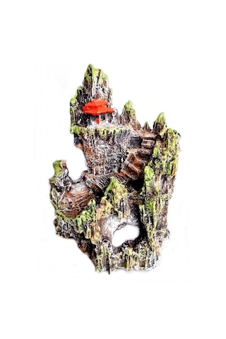 Şatolu Kaya Akvaryum Dekoru 22 Cm - Renk Turuncu