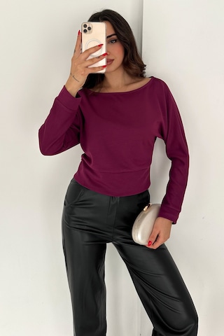 Noa & Noa Kadın Omuz Açık Uzun Kollu Bluz Wine Mood Bordo
