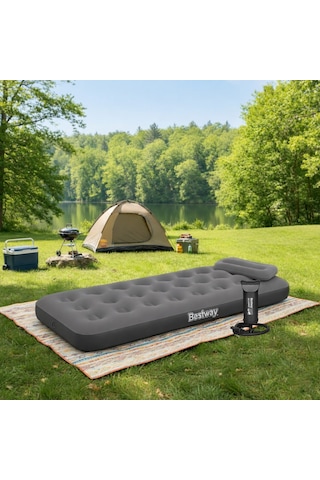 Bestway Single Tek Kişilik Şişme Yatak + El Pompası Ve Yastık 185x76x22cm 671gy Bw142 Gri Bestway Single Tek Kişilik Şişme Yatak + El Pompası Ve Yastık 185x76x22cm 671gy Bw142 Gri