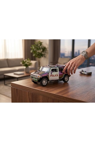 Wh327-10 Hummer Polis Jeep Parlak Oyuncak Polis Çok Renkli