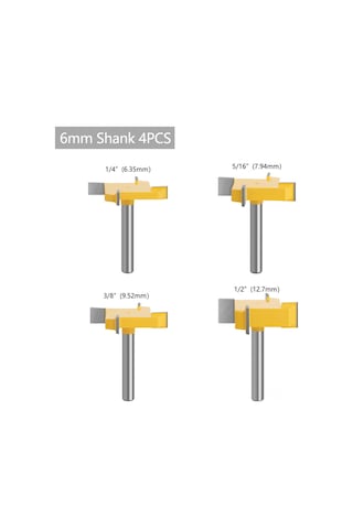 Symbee Ahşap İşleme T Tipi Freze Ucu - 6mm Sap, 4lü Set, Dikdörtgen Kesici, Derin Delik Açma, Profesyonel Kalite