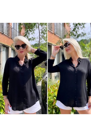 Defymoda Dokuma Viskon Kumaş Efsane Gömlek Siyah