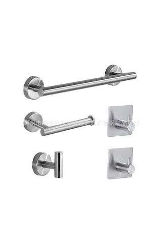 Hfambition Paslanmaz Çelik Banyo Aksesuar Seti: 40 Cm Duvar Askılı Havlu Ve Kıyafet Askısı Siyah