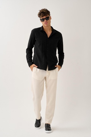 Alexandergardi Smart Casual Dokulu Pantolon Ekru