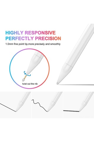 Monyee İpad İçin Aktif Kapasitif Kalem: Çizim Ve El Yazısı, Dokunmatik Ekran Uyumlu, Yanlış Dokunmayı Engeller Beyaz