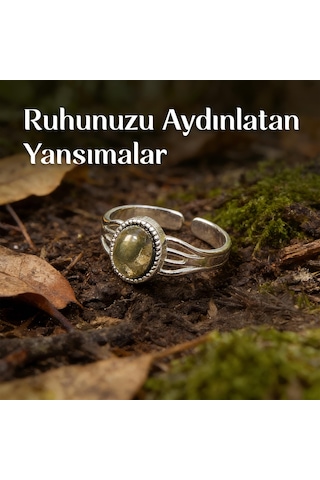 Pirit Taşı Çelik Yüzük - Kararmaz Renkli