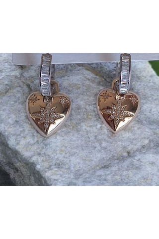 Kalp Yıldızlı Küpe Rose Gold