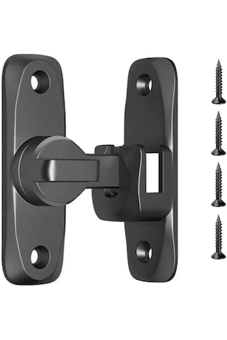 90/180 Derece Açılı Çevirmeli Ve Sürgülü Ahır Kapısı Kilidi. Ağır Hizmet Tipi Çinko Alaşımlı Hırsızlık Önleyici Cıvata. Siyah
