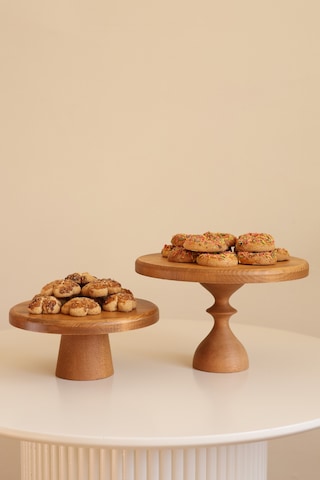 2 Li 25/14 Cm Mummy Ve 20/8 Cm Mini Ahşap Ayaklı Yuvarlak Sunum