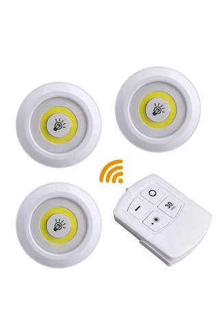 Uzaktan Kumandalı Yapışkanlı 3 Lü Led Spot Lamba 50001 4 Işık
