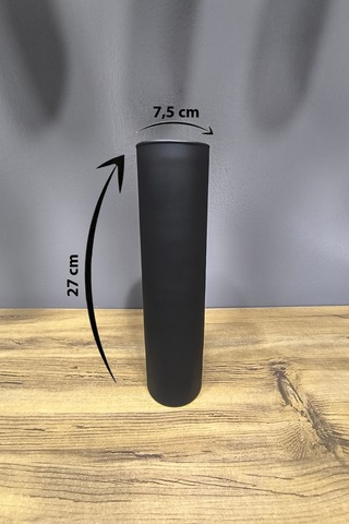 Silindir Cam Vazo Mat Seri 27 Cm Yükseklik 7.5 Genişlik Yeni Model Seri Siyah