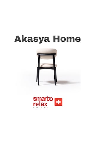 Smarto Relax Akasya Home 2'li Yemek Masası Sandalye Seti - Siyah Ahşap Ayaklı, Beyaz Kumaş Siyah & Beyaz