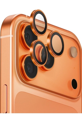 Apple Kolay Kurulum Safir Parmak İzi Bırakmayan Anti-reflective Kamera Lens Koruyucu Turuncu, İphone 17 Pro Max/iphone 17 Pro