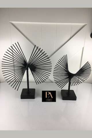 Siyah 2'li P Ofis Metal Aksesuar Biblo Ev Salon Dekorasyon Obje