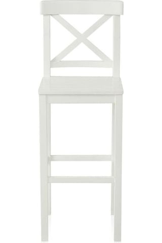 Alaçatı Ahşap Bar Sandalyesi Beyaz