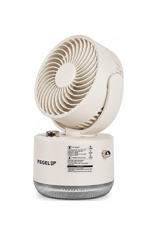 Fegel FG-03 Masaüstü Şarjlı Nemlendiricili Otomatik Dönüşlü LED Işıklı Fan