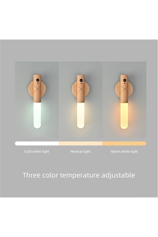 Padalink Ahşap Usb Şarjlı Hareket Sensörlü Led Duvar Lambası - 3 Renk Ayarı 3000-6000k - Otomatik/açık/kapalı Mod - Zımba İle Kolay Kurulum - 2 Adet Set Açık Kahve, Mat Kahverengi