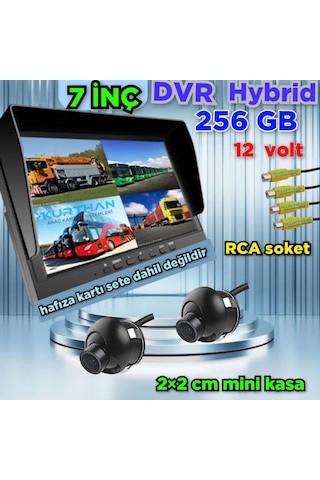 2 Adet 2 2 Cm Mini Kamera Ve 7 İnç Dvr Monitör 12 Volt 256 Gb