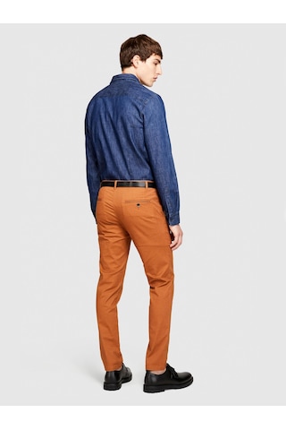 Sisley Slim Fit Vintage Efekt Chino Pantolon Erkek Kahverengi T-shirt - 323a4dm6sf02y Kahve