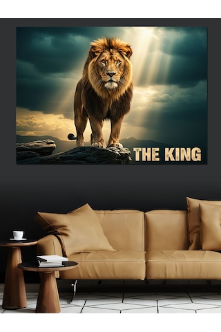 Aslan "the King" Yazısı Dekoratif Kanvas - Mdf Ahşap Tablo