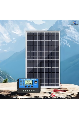 Honeybeeshop Weıhaoxı 1 Monokristal Güneş Paneli Ve 100a Kontrolcü Motosiklet Tekne Karavan Kamp Ev Aydınlatma