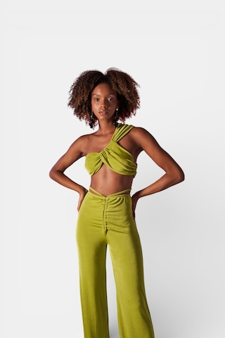 Holly Lolly Omuz Detaylı Beatrice Crop Yeşil YEŞİL