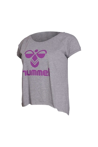 Hummel Callia Baskılı Bisiklet Yaka Kadın Tişört - Gri Gri - Mor