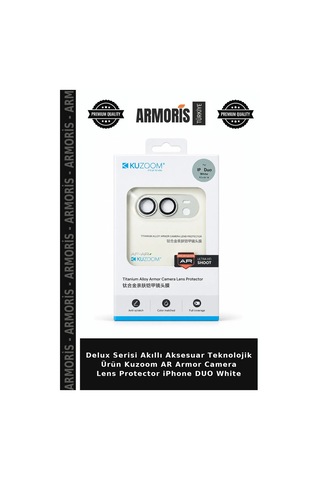 Delux Serisi Akıllı Aksesuar Teknolojik Ürün Kuzoom Ar Armor Camera Lens ProtectorApple iPhone Uyumlu Duo White