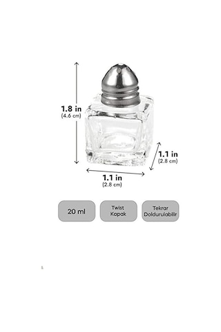 Safestore Cam Tuzluk Karabiberlik Seti, 2'li Mini Küp, 20ml, Paslanmaz Çelik Kapak, Tek Kişilik Diğer