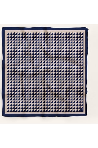 Piramit Doku Desen 90x90cm Eşarp/fular Lacivert