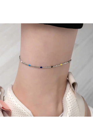 925 Ayar Gümüş Renkli Mineli Halhal T8120 599599 A - Gümüş