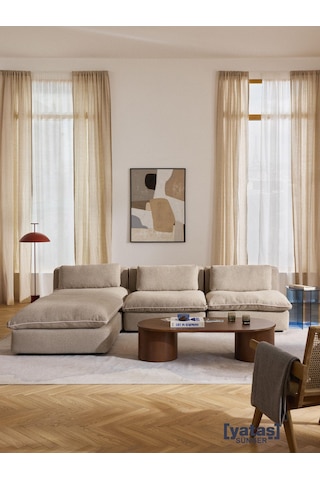 Most Mollirest 4 Modül Köşe 05 Bej Keten Kumaş Silikon Dolgu Ferm