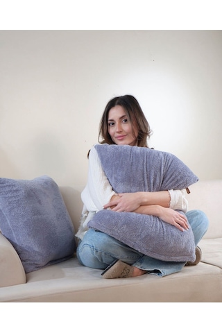 Gri Wellsoft 2'li Hediyelik Dekoratif Kırlent Kılıfı 44x44 Cm