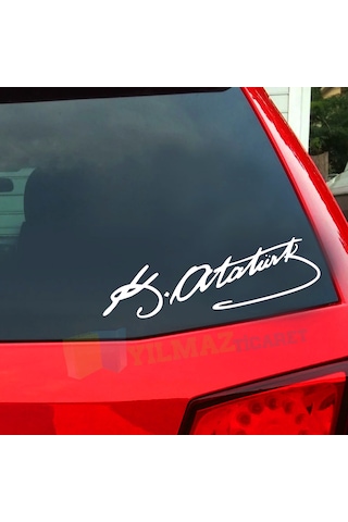 Kemal Atatürk Imza Oto Sticker Araba Etiket Araç Yapıştırma 2 Ad
