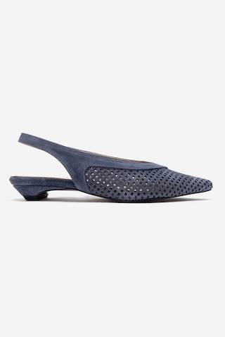 Luvishoes Lıeve Kot Mavi Süet Hakiki Deri Kadın Alçak Topuklu Ayakkabı Mavi
